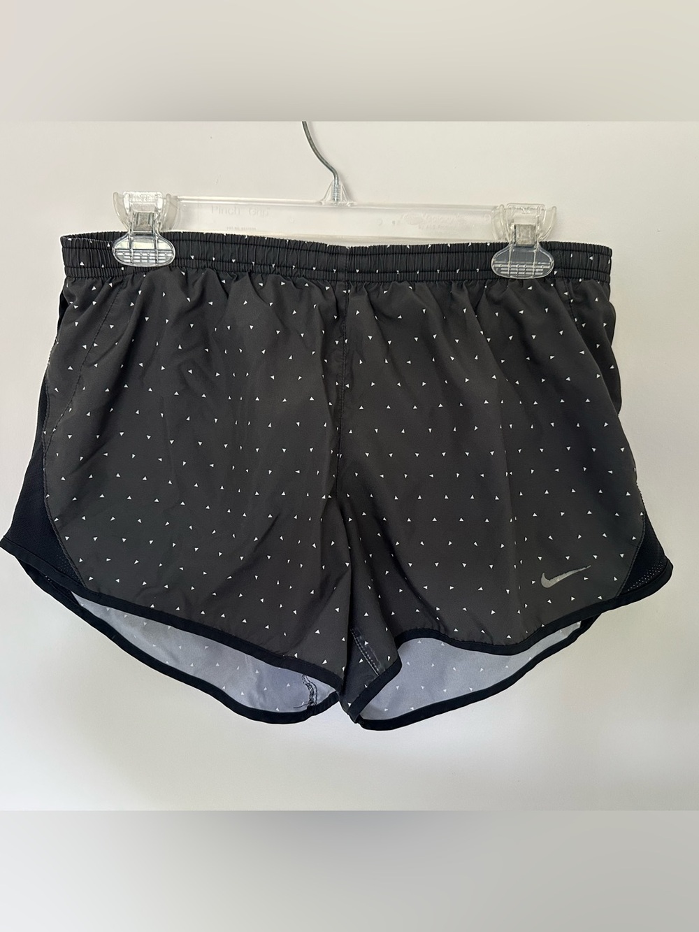 Nike Black Athletic Running Shorts with White Micro Triangle Print